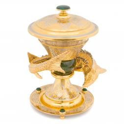 Икорница &amp;quot;Осетр&amp;quot; из нефрита Златоуст