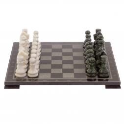 Шахматы с гравировкой &amp;quot;Турнирные&amp;quot; доска 38х38 см белый мрамор, змеевик