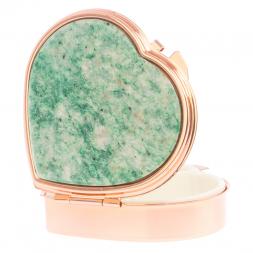 Таблетница "Сердце" на 3 отделения камень лиственит цвет красное золото