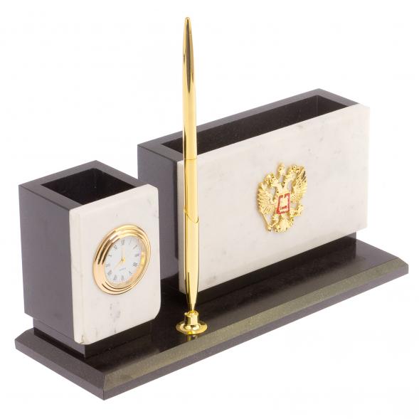 Письменный мини-набор &amp;quot;Герб России&amp;quot; камень мрамор 126034