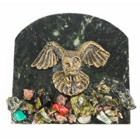 Магнит &amp;quot;Сова летит&amp;quot; змеевик 118021