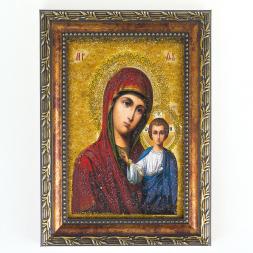 Икона Казанская рамка багет 13х18 см, каменная крошка