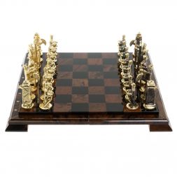 Шахматы "Нефтяники" фигуры бронза доска 40х40 см из обсидиана
