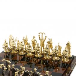 Шахматы "Нефтяники" фигуры бронза доска 40х40 см из обсидиана