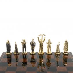 Шахматы "Нефтяники" фигуры бронза доска 40х40 см из обсидиана