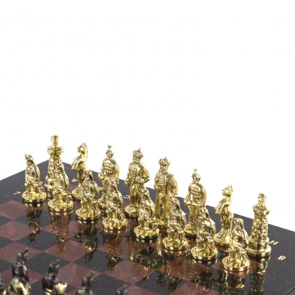 Шахматы подарочные &amp;quot;Турецкие&amp;quot; из камня лемезит и змеевик 32х32 см 121372