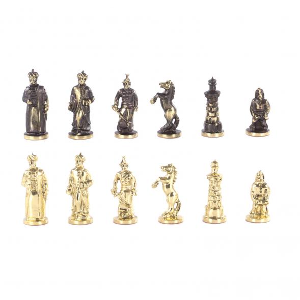 Шахматы подарочные &amp;quot;Турецкие&amp;quot; из камня лемезит и змеевик 32х32 см 121372