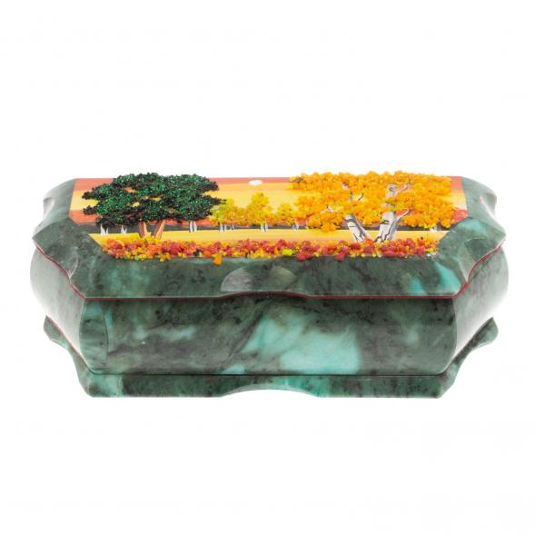 Шкатулка из змеевика &amp;quot;Осенний пейзаж&amp;quot; 18х8х6 см 129669