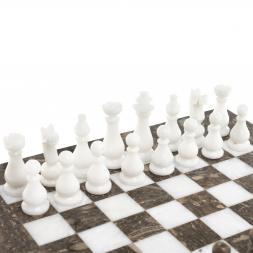 Шахматы сувенирные "Битва" камень мрамор ракушечник 25х25 см