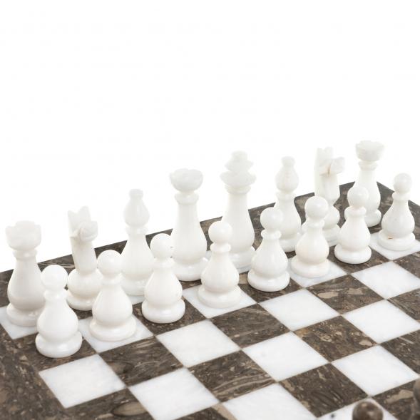 Шахматы сувенирные &amp;quot;Битва&amp;quot; камень мрамор ракушечник 25х25 см 121654