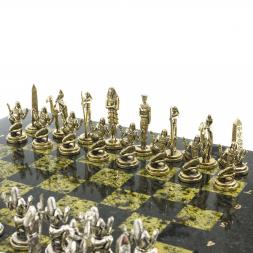 Шахматы "Древний Египет" доска 32х32 см из камня змеевик