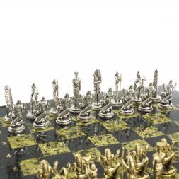 Шахматы "Древний Египет" доска 32х32 см из камня змеевик