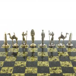 Шахматы "Древний Египет" доска 32х32 см из камня змеевик