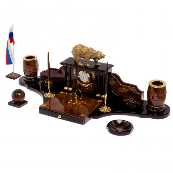 Настольный прибор &amp;quot;Медведь&amp;quot; из обсидиана 126249