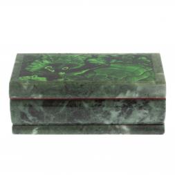Шкатулка с иллюстрацией под малахит со скосом 14х7х5 см