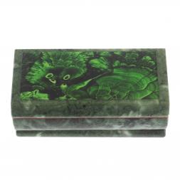Шкатулка с иллюстрацией под малахит со скосом 14х7х5 см
