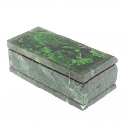 Шкатулка с иллюстрацией под малахит со скосом 14х7х5 см