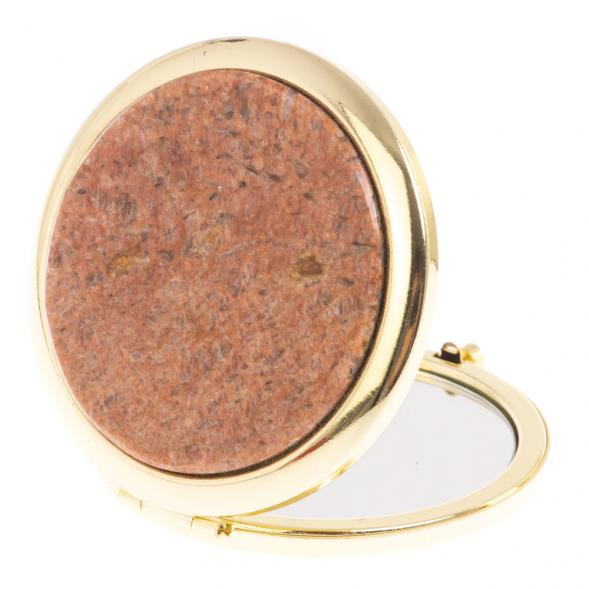 Зеркало круглое из камня пегматит цвет золото 126561