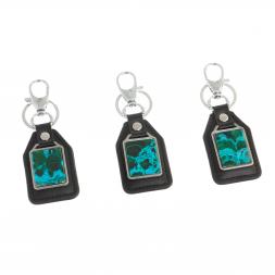 Брелок для ключей из камня малахит с хризоколлой