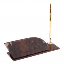 Настольная визитница &amp;quot;Крыло&amp;quot; из коричневого обсидиана