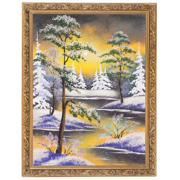 Картина &amp;quot;Зимняя ночь&amp;quot; багет 36х46 см, каменная крошка 112459
