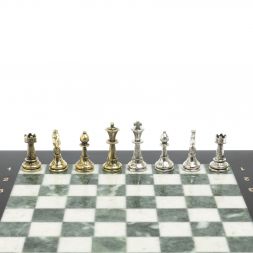 Шахматы турнирные &amp;quot;Стаунтон&amp;quot; из мрамора и змеевика 28х28 см