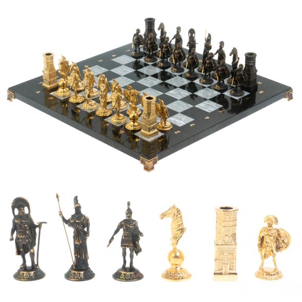 Шахматы из бронзы &amp;quot;Спарта&amp;quot; доска 40 х40 см / серый мрамор 127961