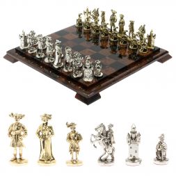 Шахматы "Средневековье"  доска 40х40 см из обсидиана