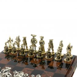 Шахматы "Средневековье"  доска 40х40 см из обсидиана