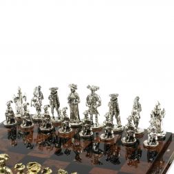 Шахматы "Средневековье"  доска 40х40 см из обсидиана