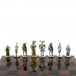 Шахматы "Средневековье"  доска 40х40 см из обсидиана