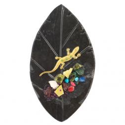 Магнит "Ящерица на листе" черный