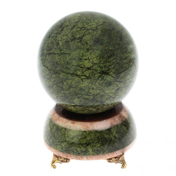 Шар на подставке 10,5 см из змеевика и розового мрамора 128804