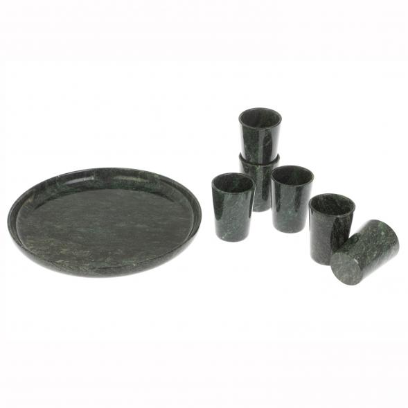 Водочный набор из змеевика на 6 персон на подносе 129920