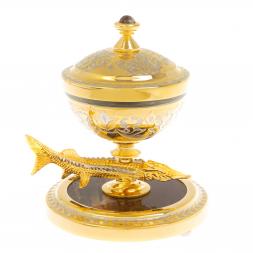 Икорница "Стерлядка" из яшмы Златоуст