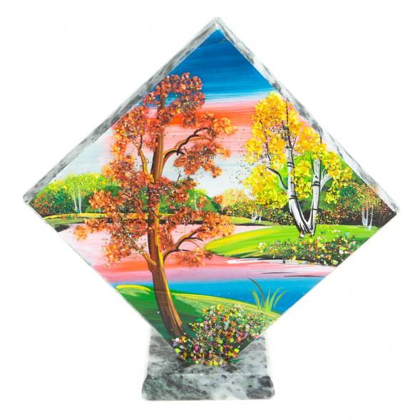 Панно из камня на подставке &amp;quot;Осень&amp;quot; 14х14 см 122533