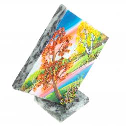 Панно из камня на подставке "Осень" 14х14 см