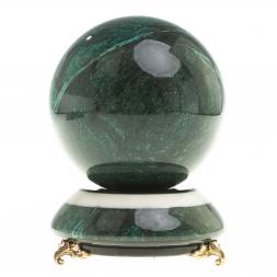 Настольный сувенир "Шар Антистресс" темно-зеленый змеевик 9,5 см