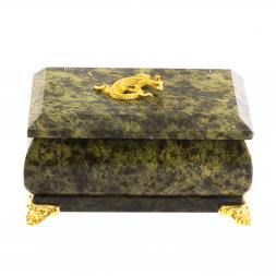 Шкатулка из змеевика "Ларец" на ножках 10,5х6х6 см