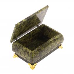 Шкатулка из змеевика "Ларец" на ножках 10,5х6х6 см