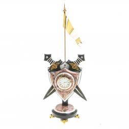 Часы &amp;quot;Щит с флагом&amp;quot; змеевик мрамор креноид