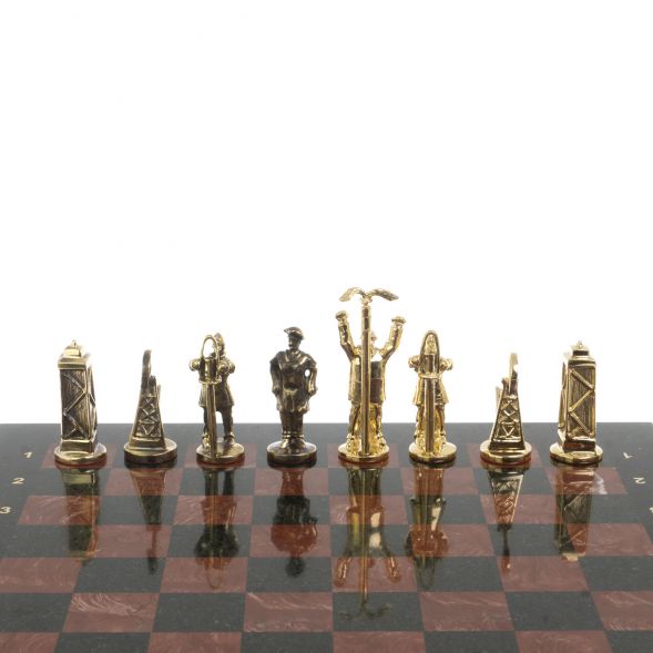 Шахматы подарочные &amp;quot;Нефтяники&amp;quot; 44х44 см лемезит змеевик 127413