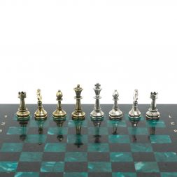 Шахматы турнирные &amp;quot;Стаунтон&amp;quot; из змеевика 28х28 см