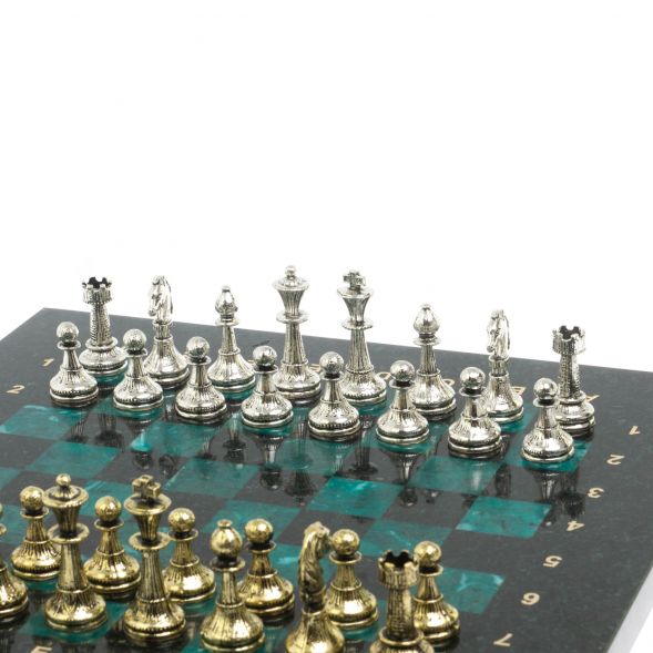 Шахматы турнирные &amp;quot;Стаунтон&amp;quot; из змеевика 28х28 см 127733