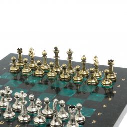 Шахматы турнирные &amp;quot;Стаунтон&amp;quot; из змеевика 28х28 см