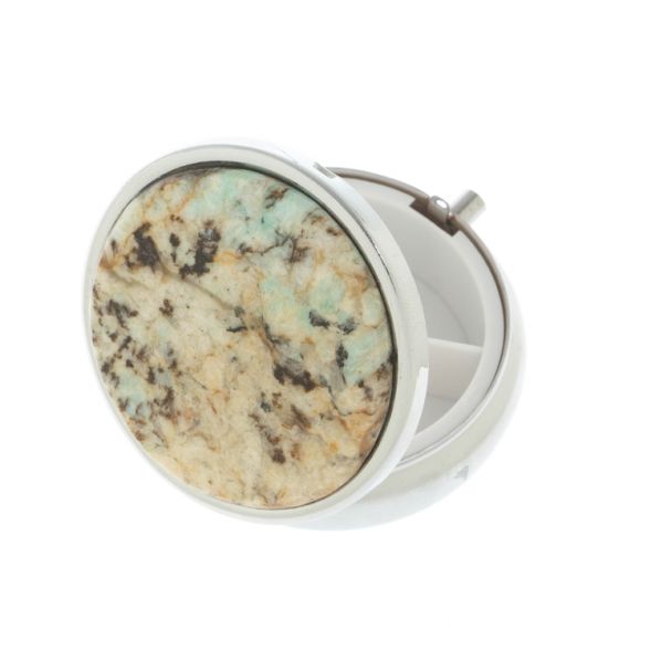 Таблетница на 3 отсека камень амазонит дымчатый кварц цвет серебро 127812