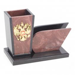 Карандашница с визитницей &amp;quot;Герб&amp;quot; из лемезита