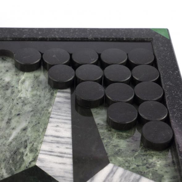 Настольный набор Шахматы Шашки Нарды 3 в 1 из камня мрамор змеевик 121084