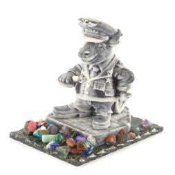 Сувенир "Бык - генерал" из мрамолита на подставке из змеевика