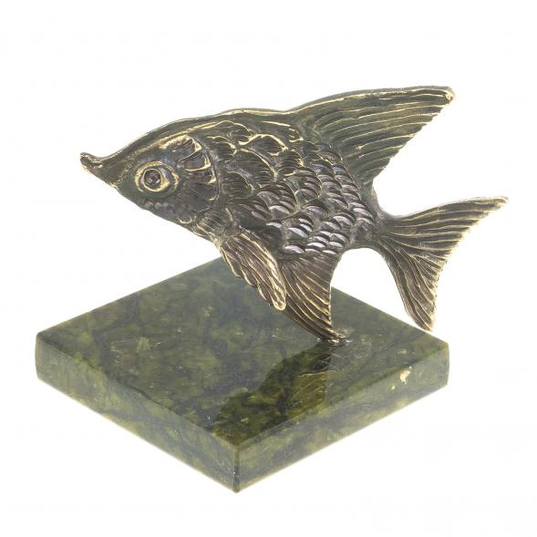 Статуэтка из бронзы &amp;quot;Скалярия&amp;quot; на подставке змеевик 123236